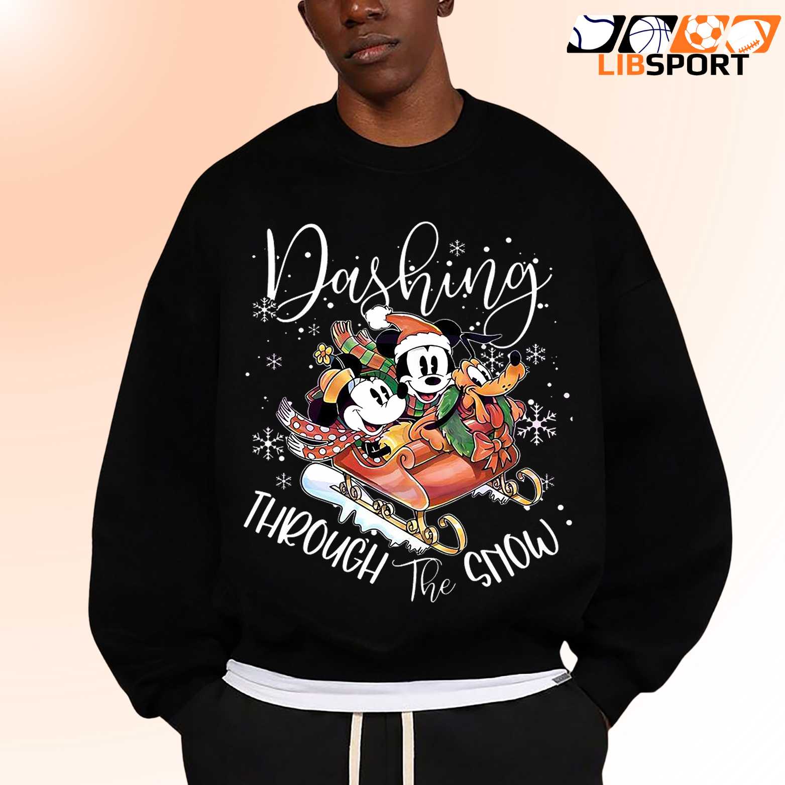 Mickey And Minnie Christmas T Shirt, Dashing Through The Snow Shirt, Holiday Unisex Tee